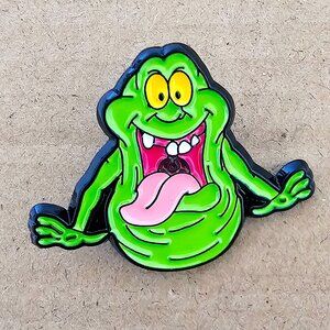 Slimer Ghost Enamel Pin Ghostbusters Movie Collectible Green Spooky CartoonRetro